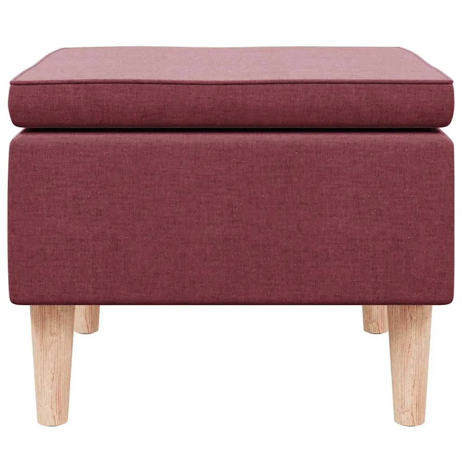 Tabouret avec pieds en bois Rouge bordeaux Tissu - 5