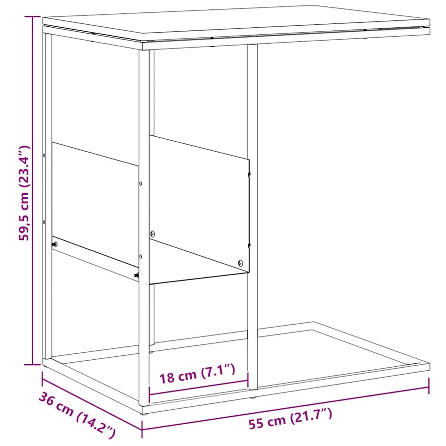 Table d'appoint Noir 55x36x59,5 cm Bois d'ingénierie - 8