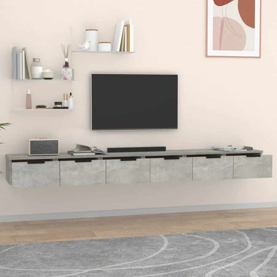 Armoires murales 2 pcs Gris béton 102x30x20cm Bois d'ingénierie - 3