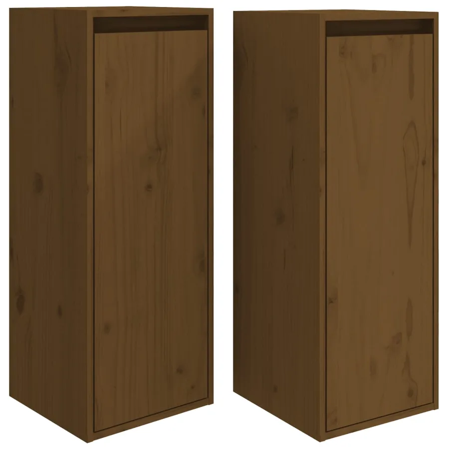 Armoires murales 2pcs Marron miel 30x30x80cm Bois de pin massif - 2