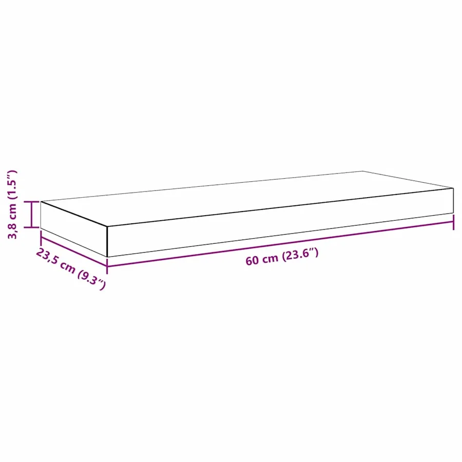 Étagères murales flottantes 2 pcs Gris 60x23,5x3,8 cm MDF - 16