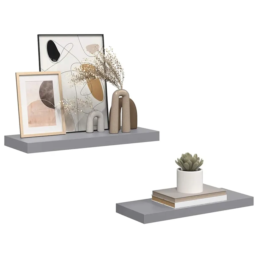 Étagères murales flottantes 2 pcs Gris 60x23,5x3,8 cm MDF - 5