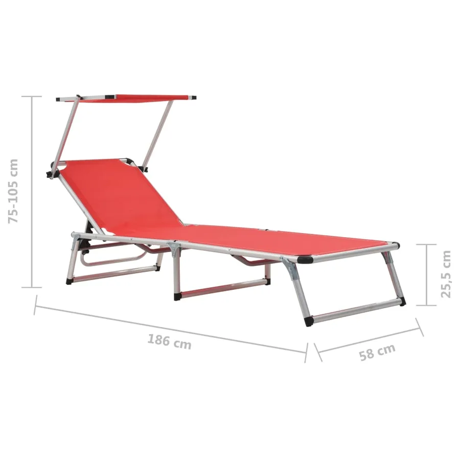 Chaises longues pliables et toit lot de 2 Aluminium textilène - 11