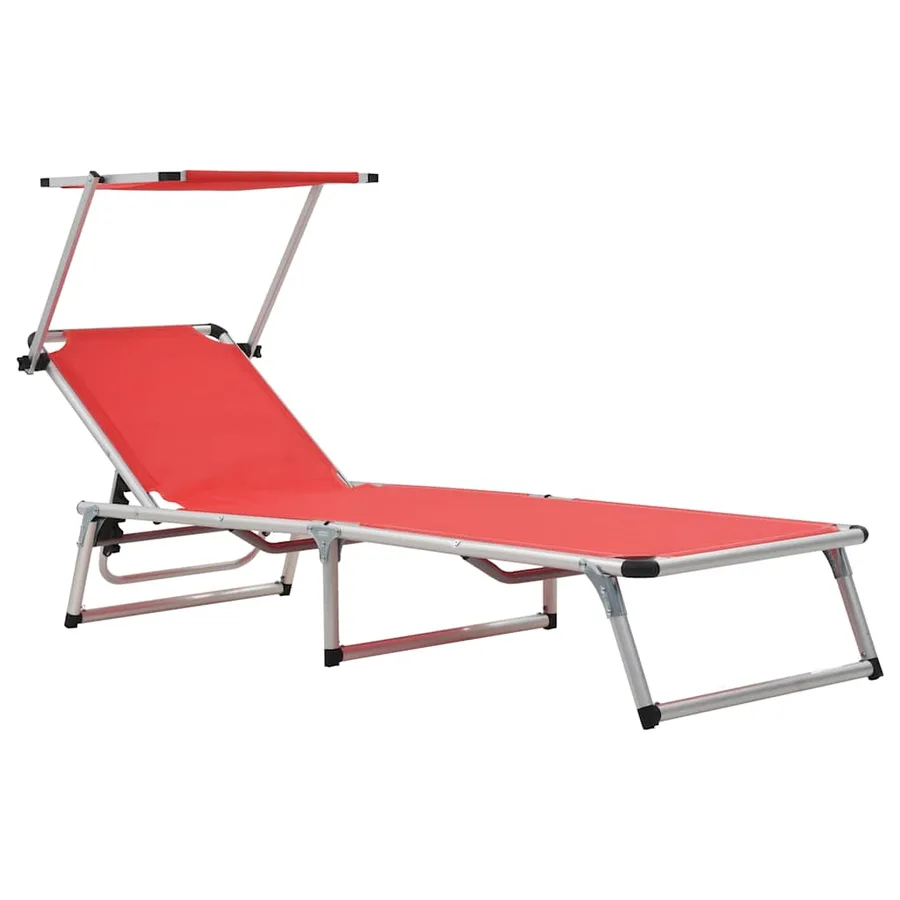 Chaises longues pliables et toit lot de 2 Aluminium textilène - 2