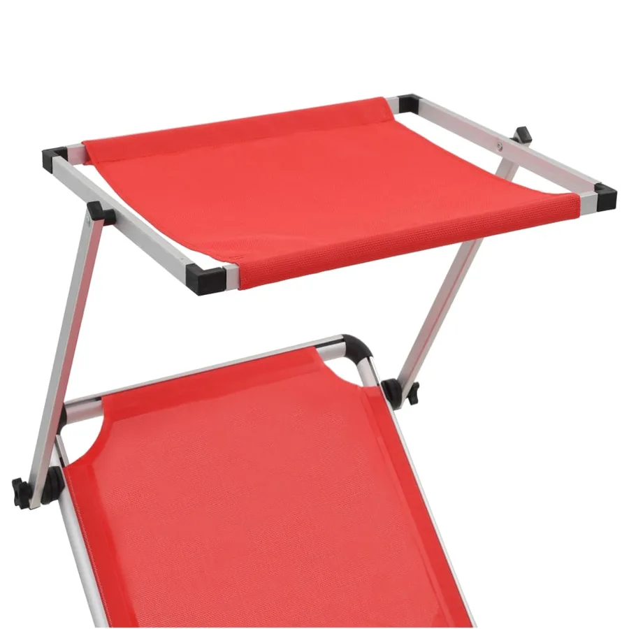 Chaises longues pliables et toit lot de 2 Aluminium textilène - 7