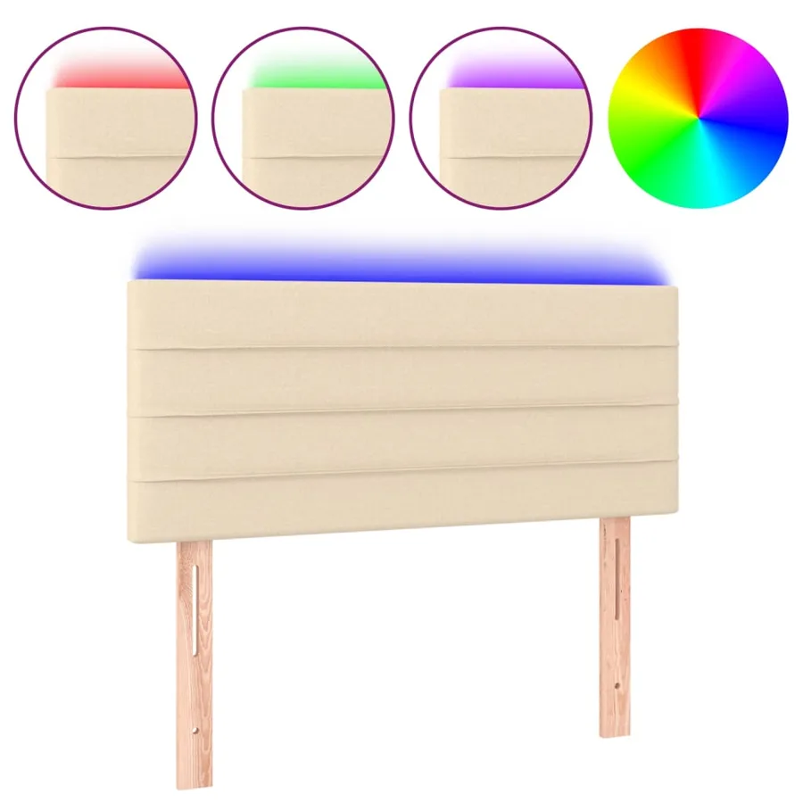 Tête de lit à LED Crème 100x5x78/88 cm Tissu - 2