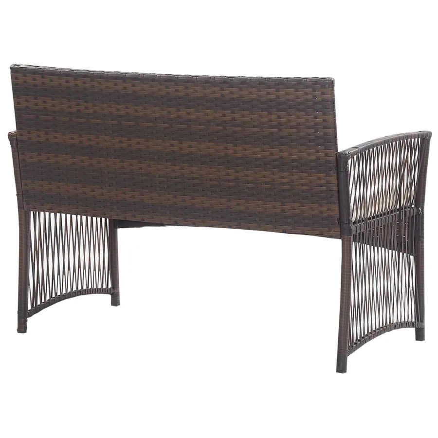 Salon de jardin 4 pcs avec coussin Résine tressée Marron - 11