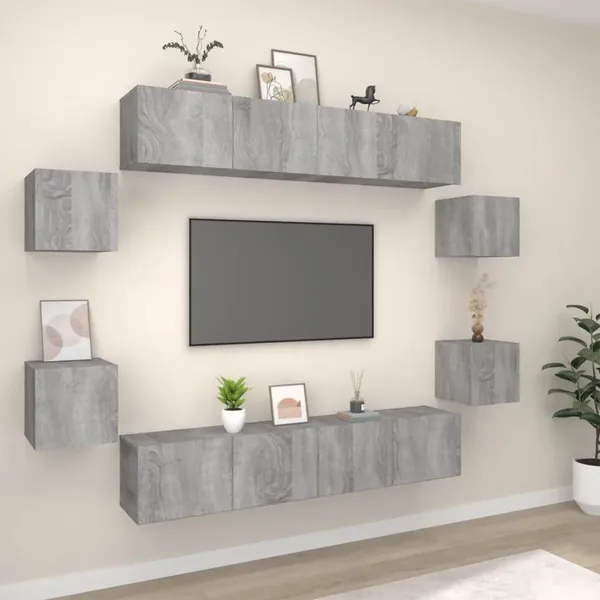 Ensemble de meubles TV 8 pcs Sonoma gris Bois d'ingénierie