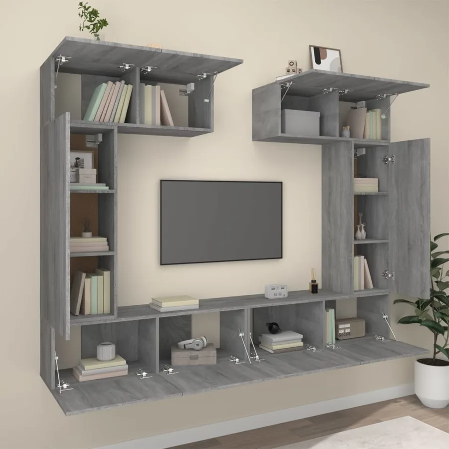 Ensemble de meubles TV 6 pcs Sonoma gris Bois d'ingénierie - 3