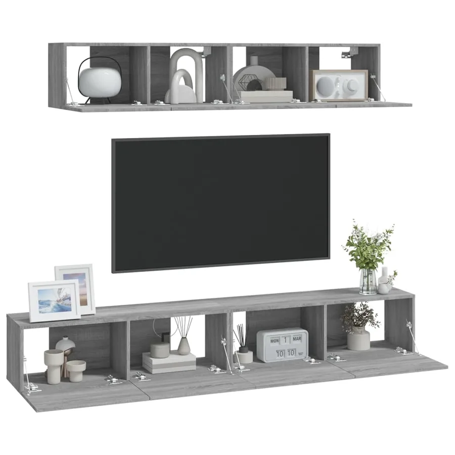 Ensemble de meubles TV 4 pcs Sonoma gris Bois d'ingénierie - 7