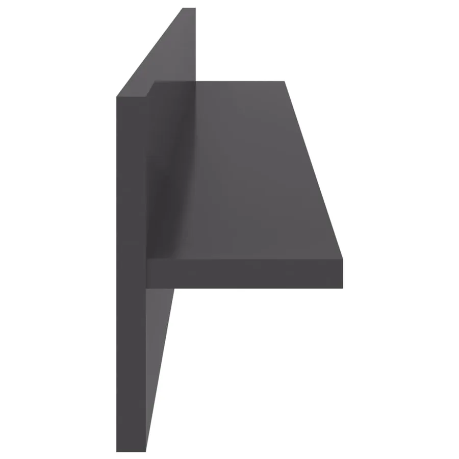 Étagères murales 4 pcs gris brillant bois d'ingénierie - 5