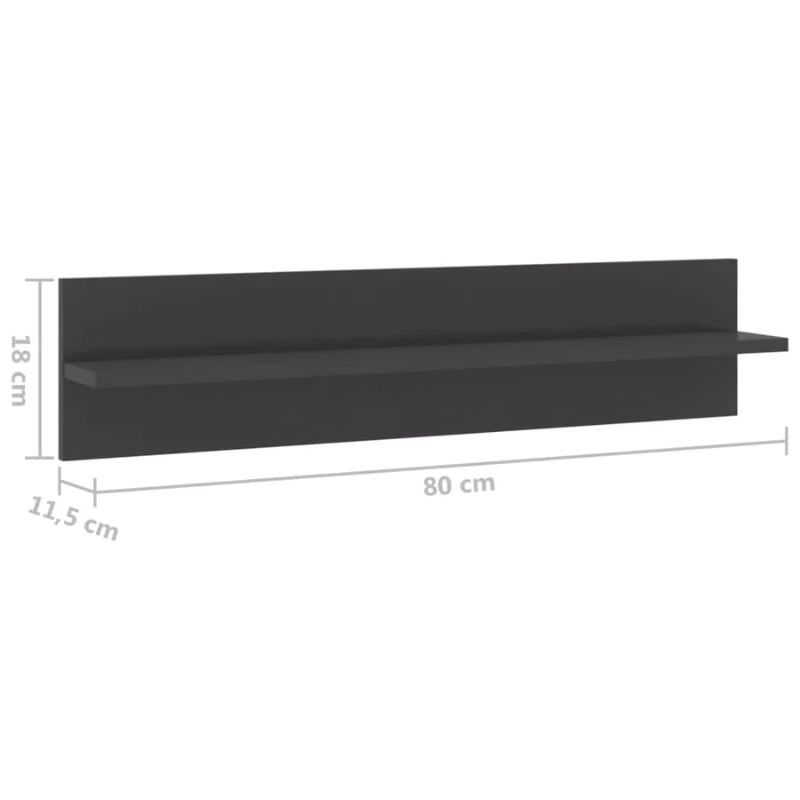 Étagères murales 4 pcs gris brillant bois d'ingénierie - 9