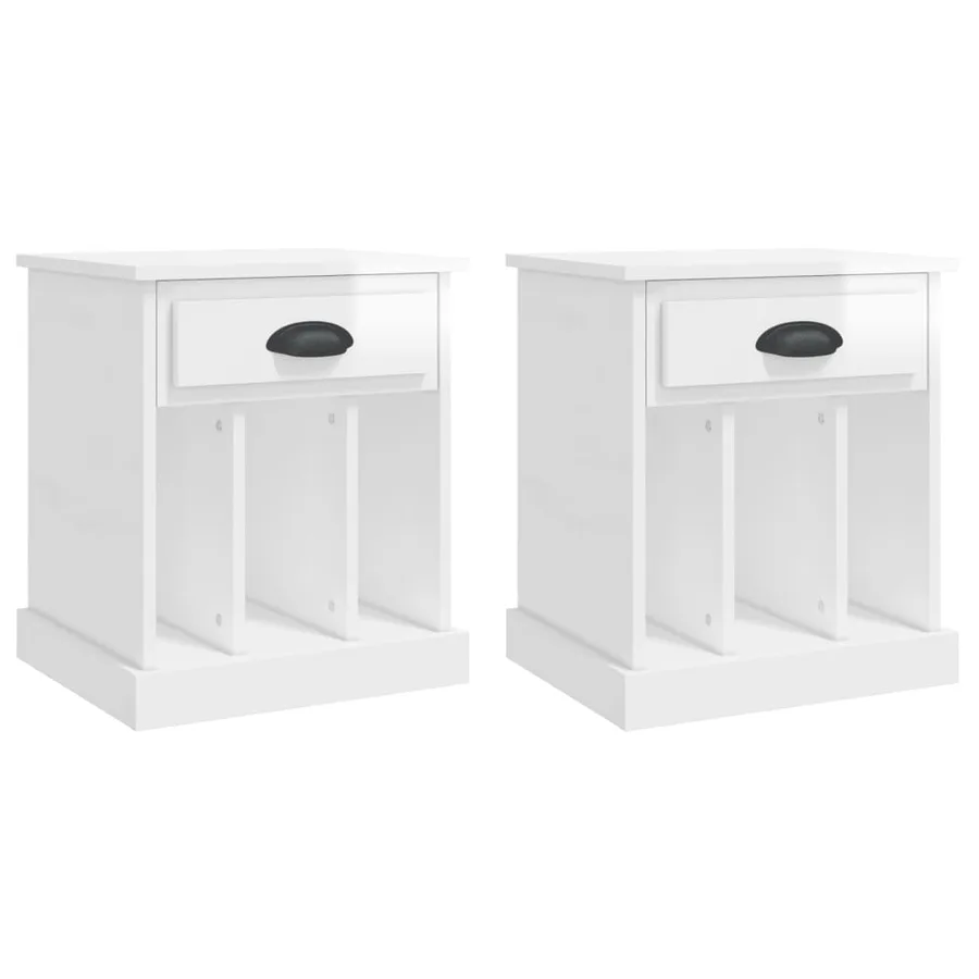 Tables de chevet 2 pcs blanc brillant 43x36x50 cm - 2