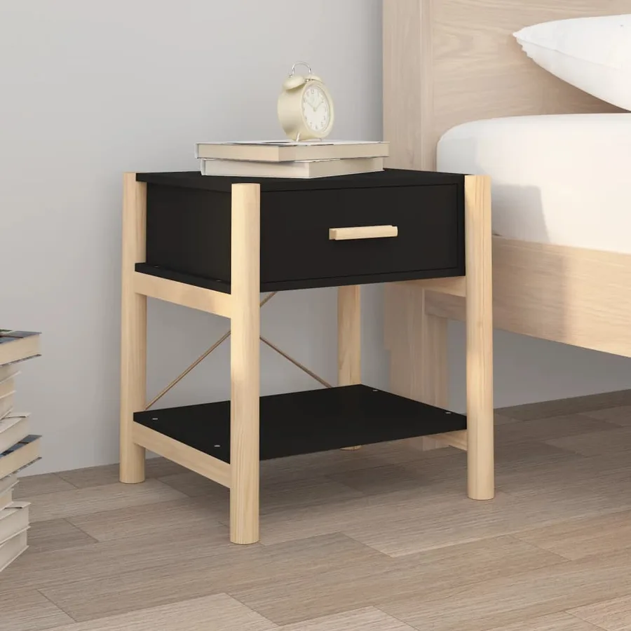 Tables de chevet 2 pcs Noir 42x38x45 cm Bois d’ingénierie - 3