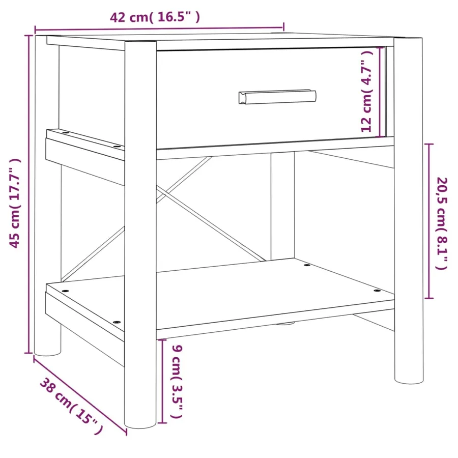 Tables de chevet 2 pcs Noir 42x38x45 cm Bois d’ingénierie - 9
