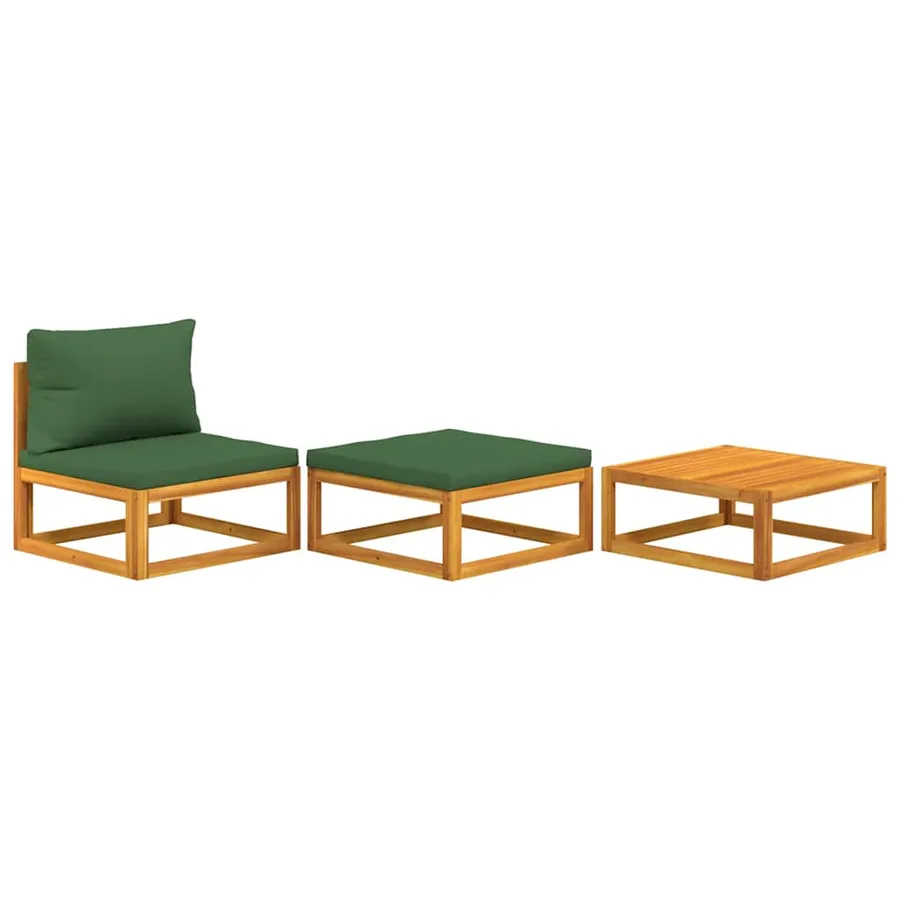 Salon de jardin 3 pcs avec coussins bois massif d'acacia - 2