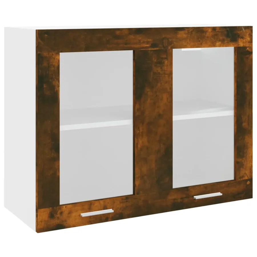 Vitrine suspendue "Lyon" Chêne fumé 80 x 31 x 60 cm Bois d'ingénierie - 2