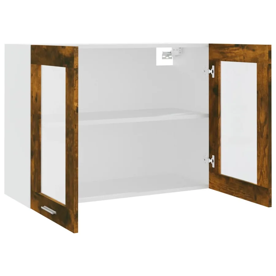 Vitrine suspendue "Lyon" Chêne fumé 80 x 31 x 60 cm Bois d'ingénierie - 5