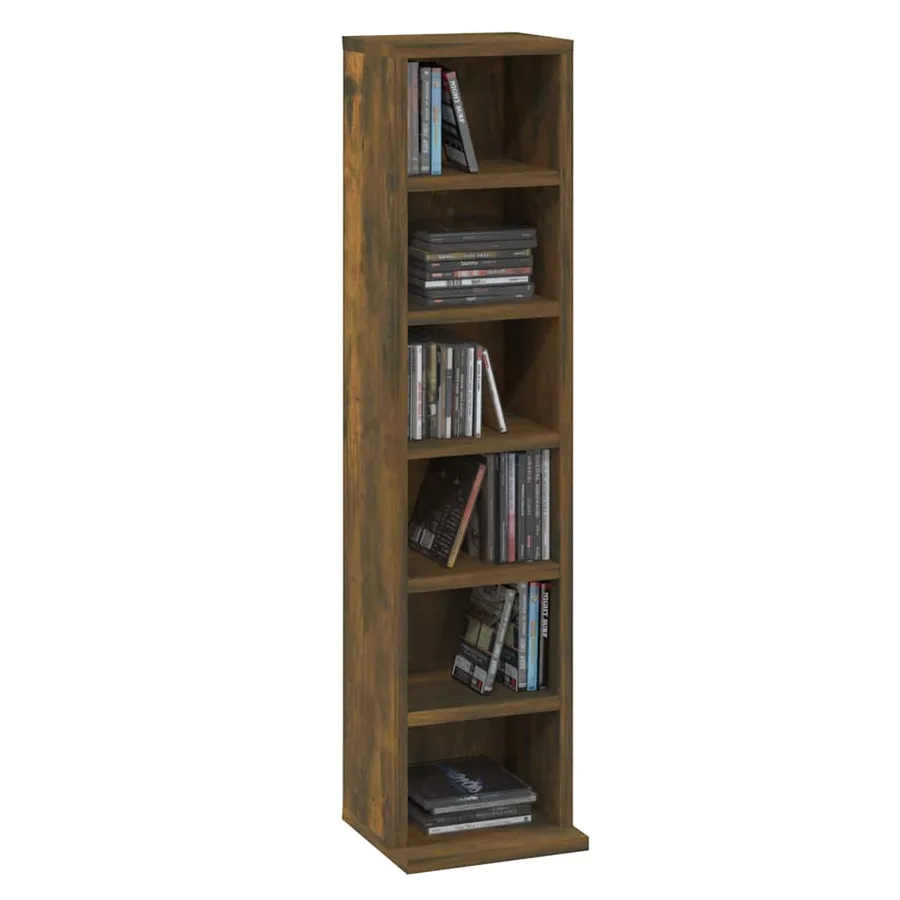 Armoire à CD Chêne fumé 21x20x88 cm Bois d'ingénierie - 4