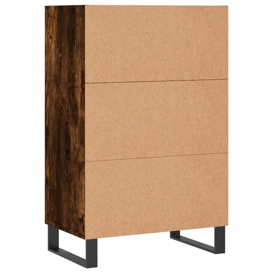 Buffet haut chêne fumé 57x35x90 cm bois d'ingénierie - 6