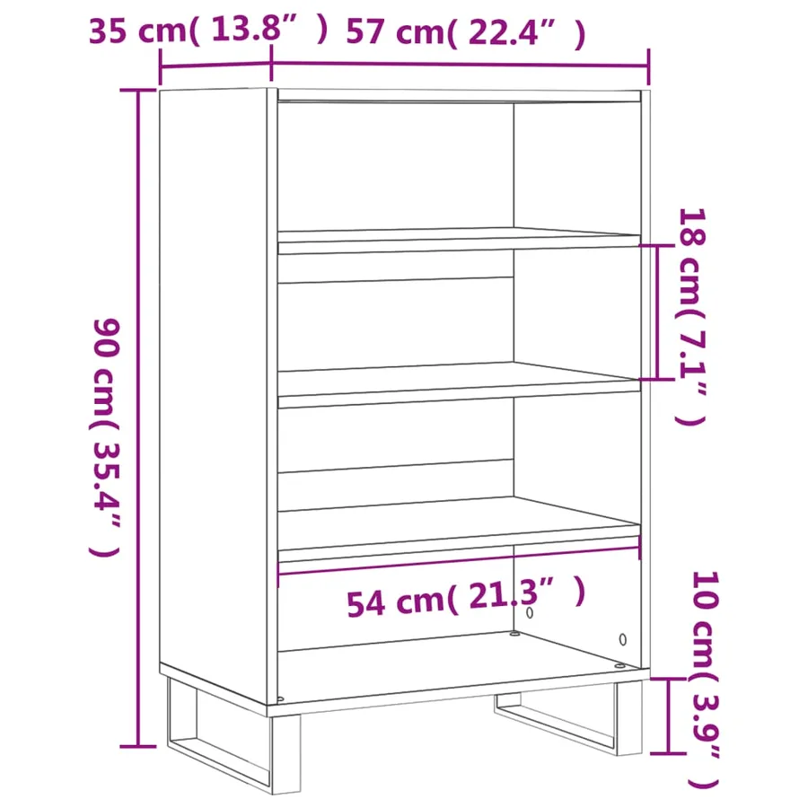 Buffet haut chêne fumé 57x35x90 cm bois d'ingénierie - 9