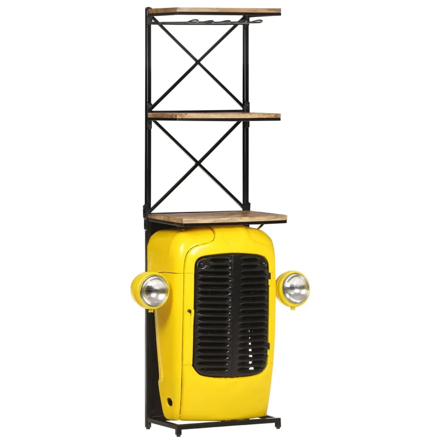Cave à vin tracteur Jaune 49x31x172 cm Bois de manguier solide - 12
