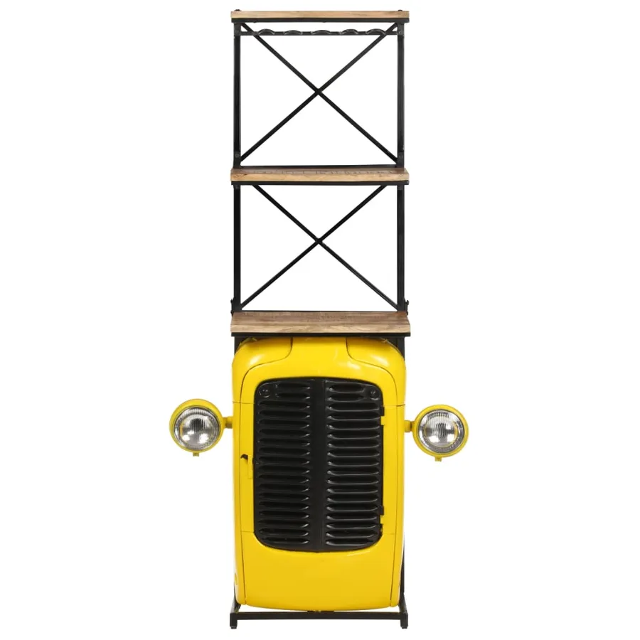 Cave à vin tracteur Jaune 49x31x172 cm Bois de manguier solide - 3