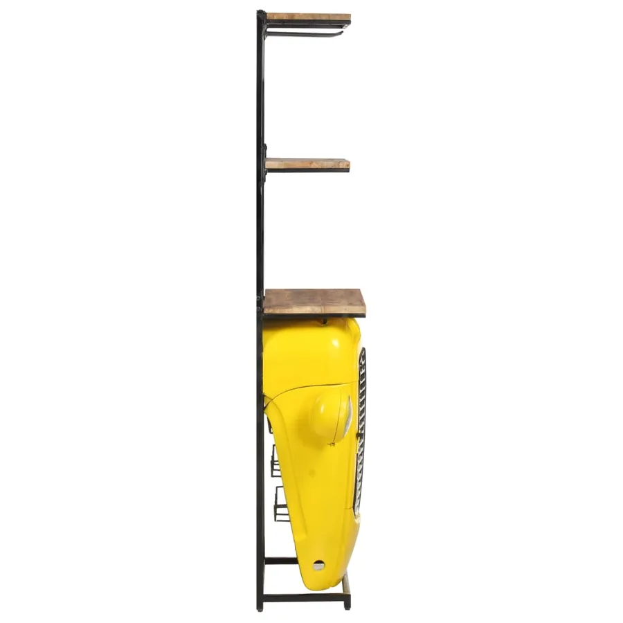 Cave à vin tracteur Jaune 49x31x172 cm Bois de manguier solide - 4