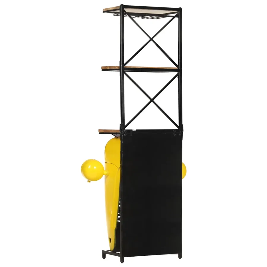 Cave à vin tracteur Jaune 49x31x172 cm Bois de manguier solide - 5