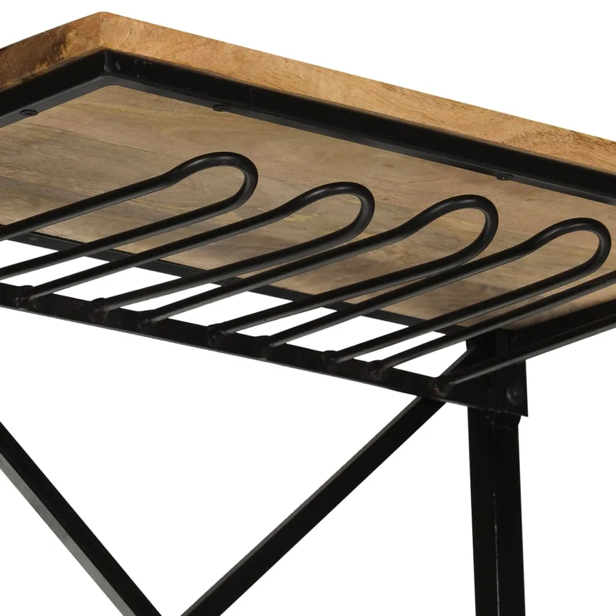 Cave à vin tracteur Jaune 49x31x172 cm Bois de manguier solide - 6