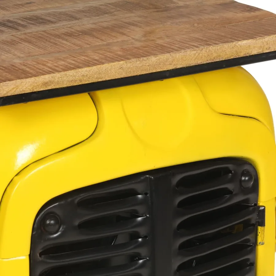 Cave à vin tracteur Jaune 49x31x172 cm Bois de manguier solide - 7