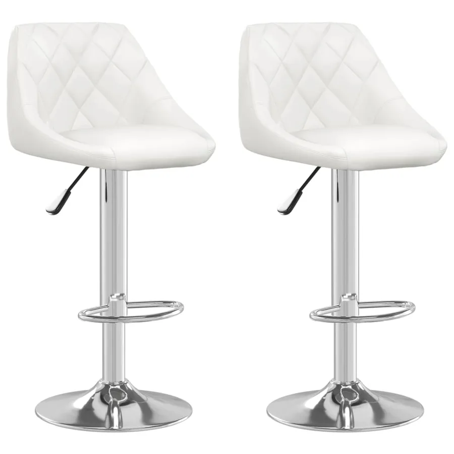 Tabourets de bar lot de 2 blanc similicuir - 2