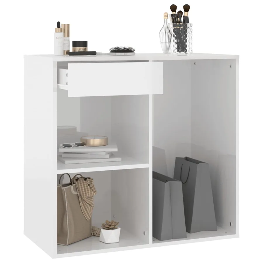 Armoire cosmétique Blanc brillant 80x40x75 cm Bois d'ingénierie - 6