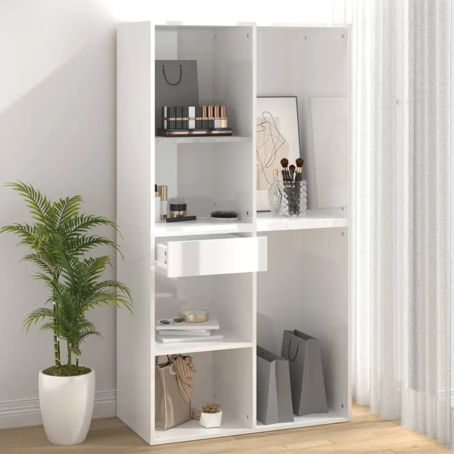 Armoire cosmétique Blanc brillant 80x40x75 cm Bois d'ingénierie - 7