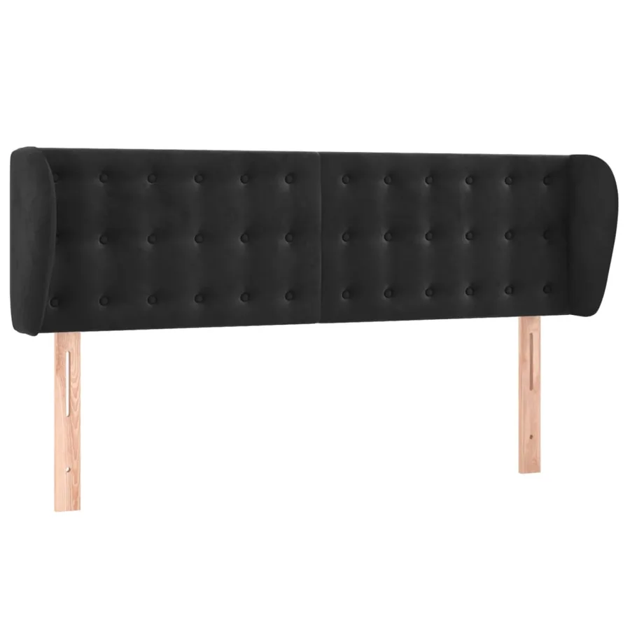 Tête de lit avec oreilles Noir 147x23x78/88 cm Velours - 2