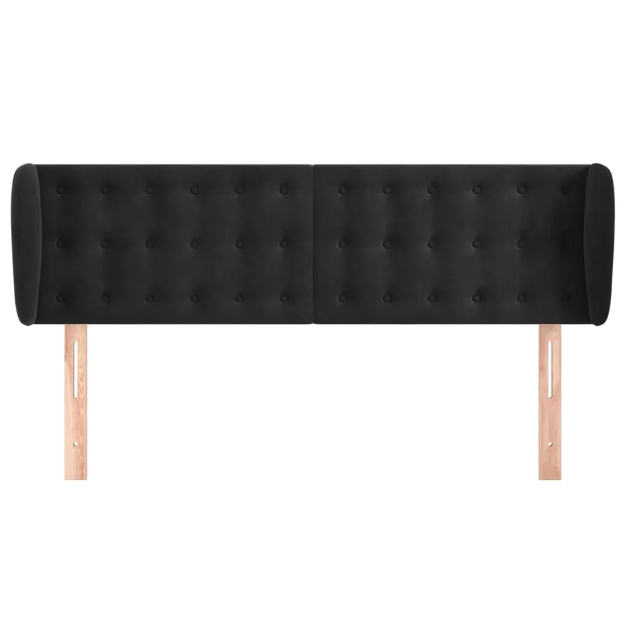 Tête de lit avec oreilles Noir 147x23x78/88 cm Velours - 3