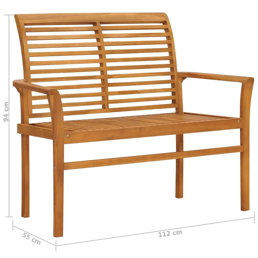 Banc de jardin avec coussin bleu 112 cm Bois de teck massif - 8