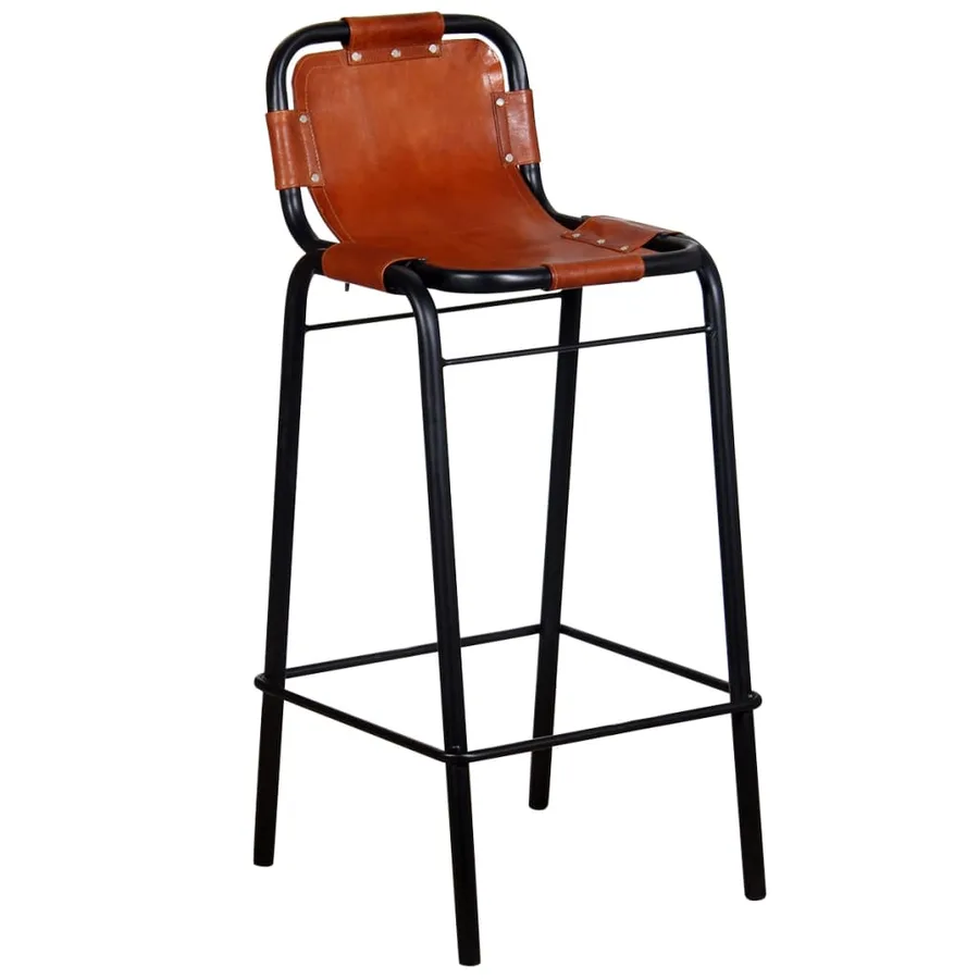 Tabourets de bar lot de 2 cuir véritable - 2