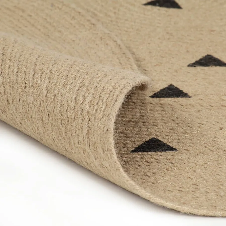 Tapis fait à la main Jute avec imprimé à triangles 120 cm - 2
