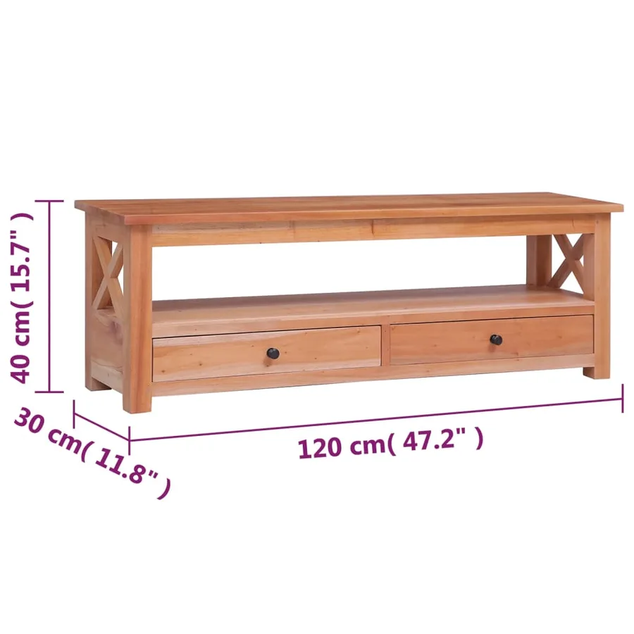 Meuble TV 120x30x40 cm Bois d'acajou massif - 8