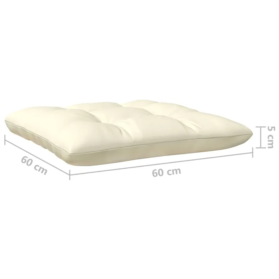 Repose-pied de jardin avec coussin crème Bois de pin massif - 6