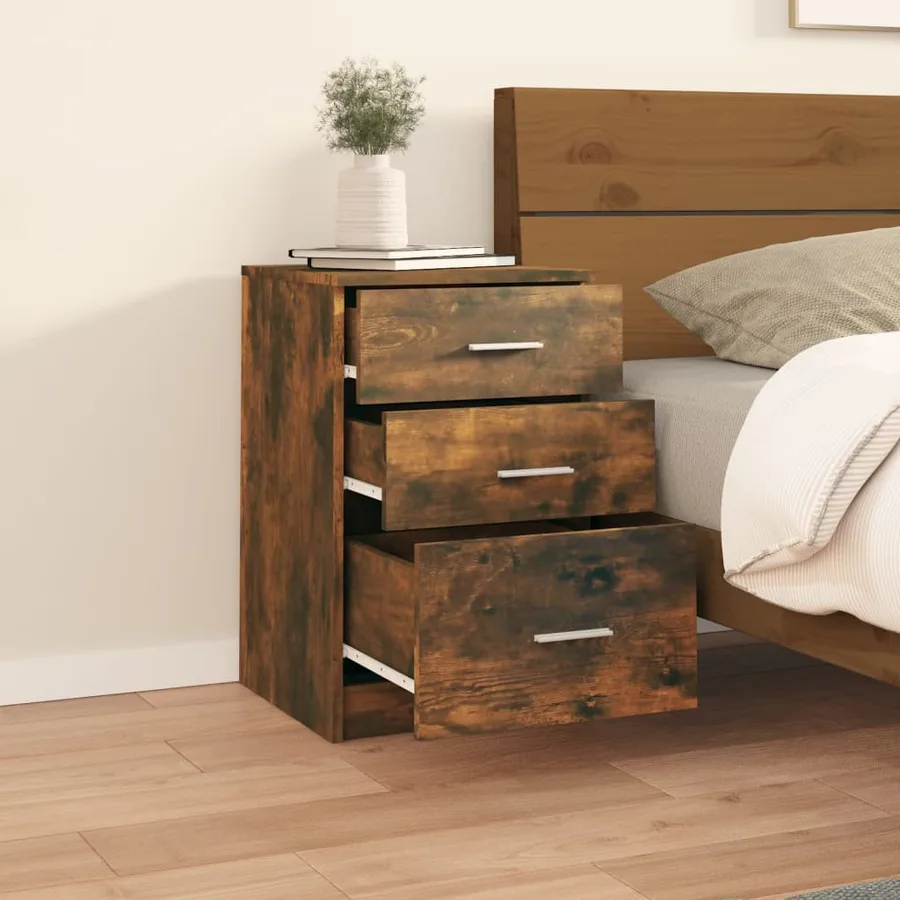 Table de chevet Chêne fumé 40x40x63 cm Bois d'ingénierie - 3