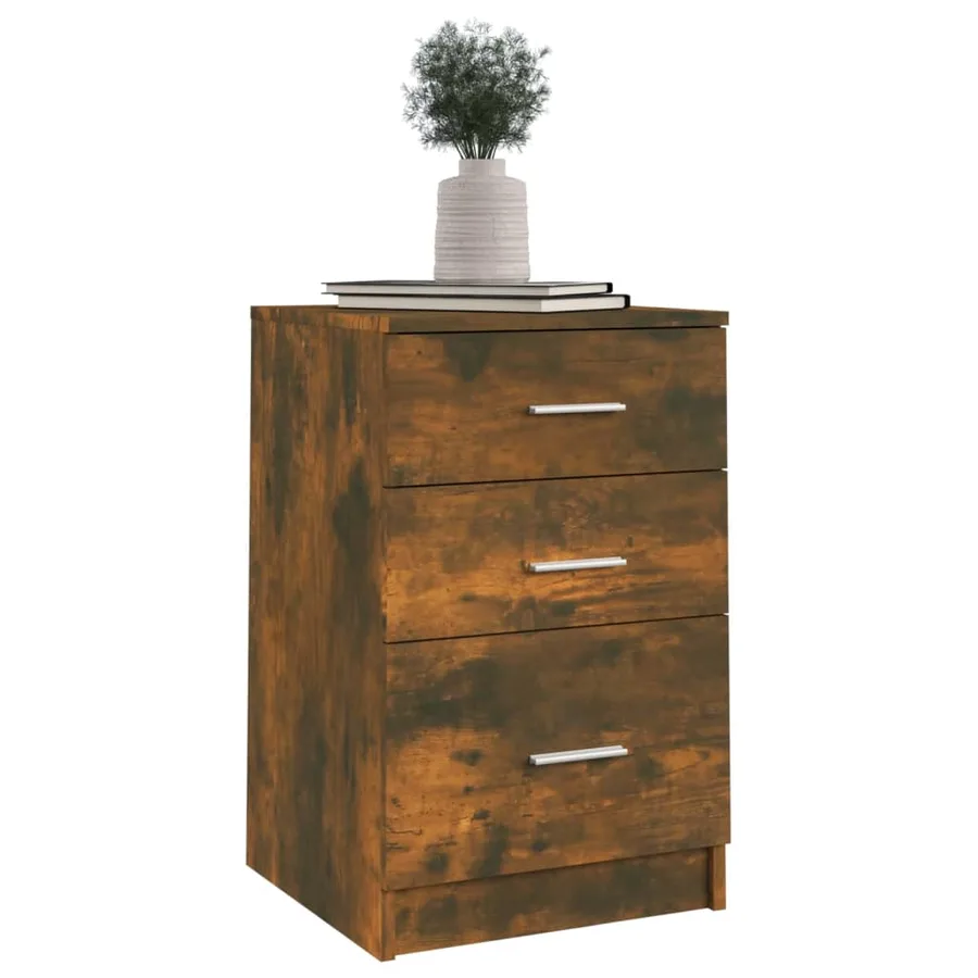 Table de chevet Chêne fumé 40x40x63 cm Bois d'ingénierie - 4