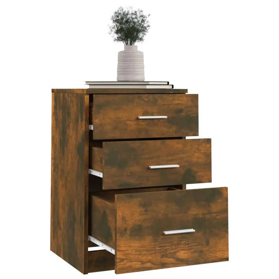 Table de chevet Chêne fumé 40x40x63 cm Bois d'ingénierie - 5