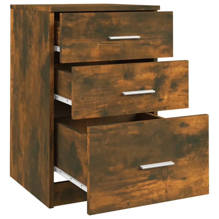 Table de chevet Chêne fumé 40x40x63 cm Bois d'ingénierie - 8