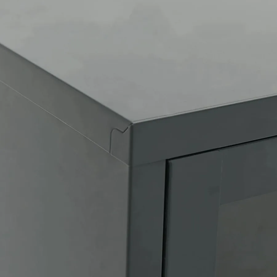 Meuble TV Anthracite 105x35x52 cm Acier et verre - 8