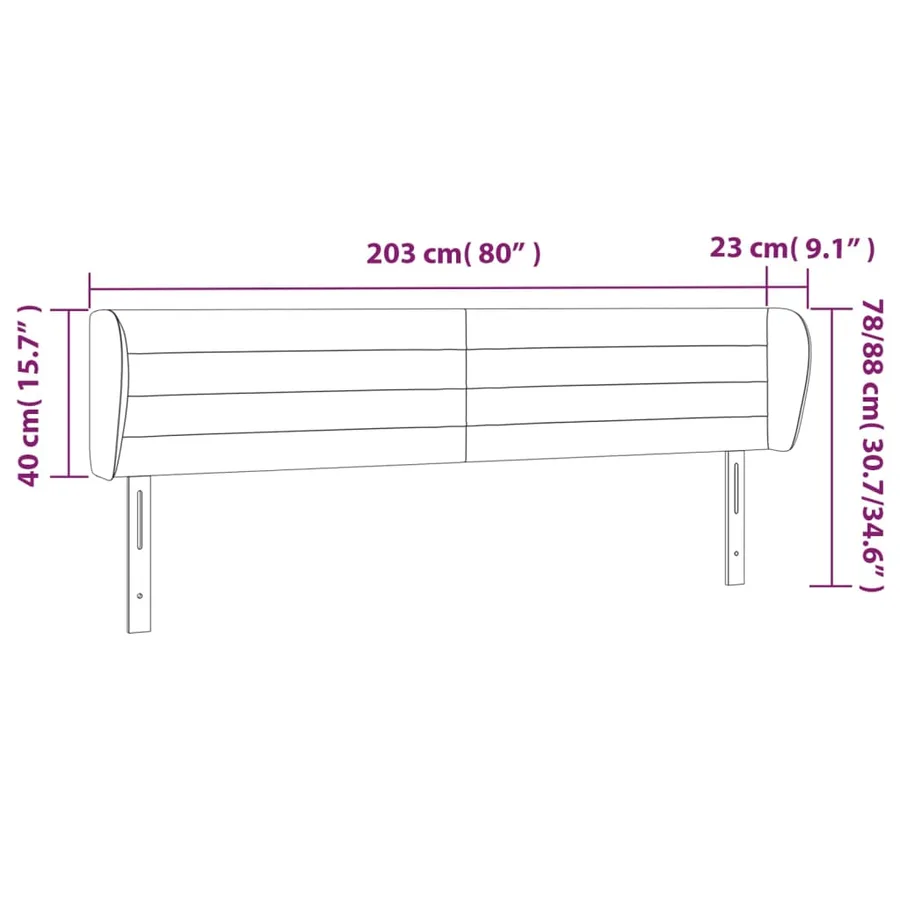 Tête de lit avec oreilles Gris foncé 203x23x78/88 cm Tissu - 9