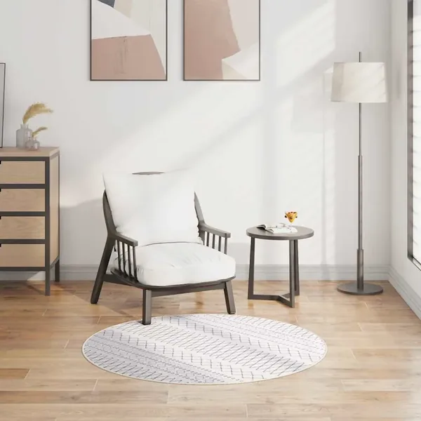 Tapis lavable φ120 cm noir et blanc