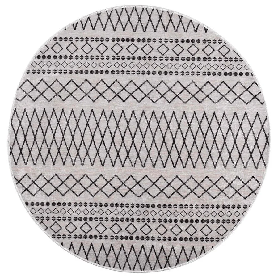 Tapis lavable φ120 cm noir et blanc - 2