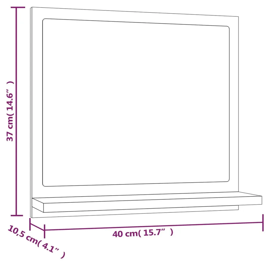 Miroir de bain Chêne fumé 40x10,5x37 cm Bois d'ingénierie - 8